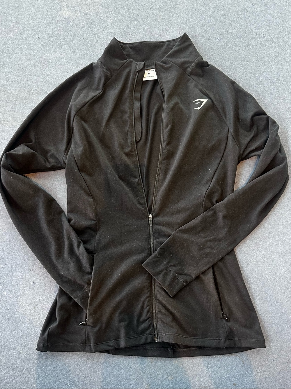 Gymshark Black Zip-Up Training Jacket with White Logo
